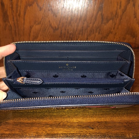 NWT-Kate Spade-SET-Bing Cherry🍒Large Striped Bifold Wallet & Cherry🍒Charm-$328 - Picture 7 of 16